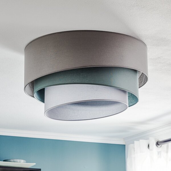 Stropné Lampa Euluna, Trio monocolor, stmievateľné, Sivá, Obývacia izba, Tkanina / Textil, Moderný