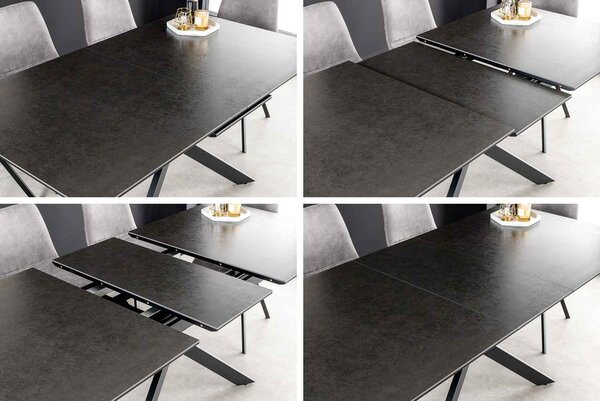 Rozťahovací keramický stôl Halia 160-200 cm mramor antracit