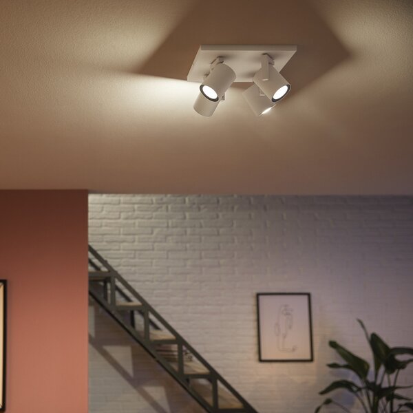Stropné Lampa Philips Hue, Argenta, stmievateľné, Biela, Obývacia izba, Kov, Moderný