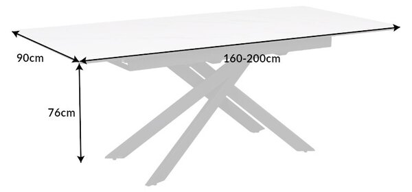 Rozťahovací keramický stôl Halia 160-200 cm biely mramor