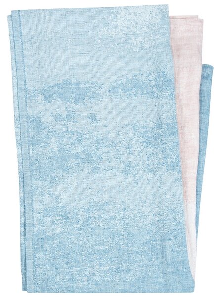 Ľanová deka / obrus Saari 145x200, modro-ružová