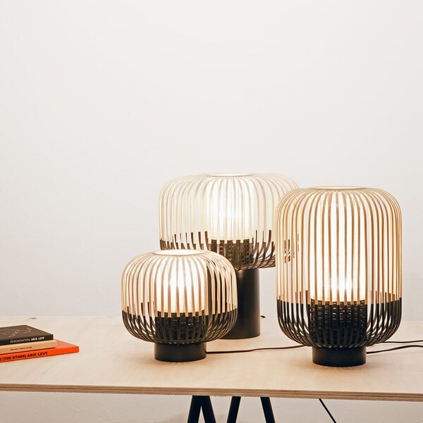 Stolové Lampa Forestier, Bamboo Light M, Čierna, Obývacia izba, Bambus, Dizajnový