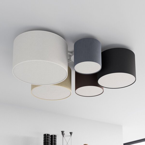 Stropné Lampa Lindby, Laurenz, stmievateľné, Sivá, Obývacia izba, Tkanina / Textil, Moderný