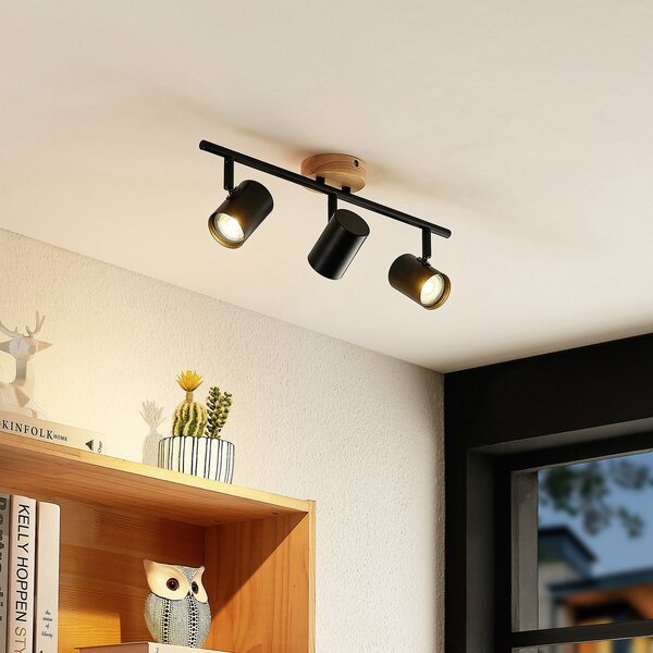 Stropné Lampa Lindby, Xiomara, stmievateľné, Čierna, Obývacia izba, Kov, Moderný