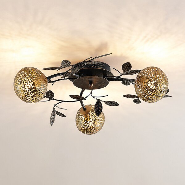 Stropné Lampa Lucande, Evory, stmievateľné, Čierna, Obývacia izba, Kov, Florentský