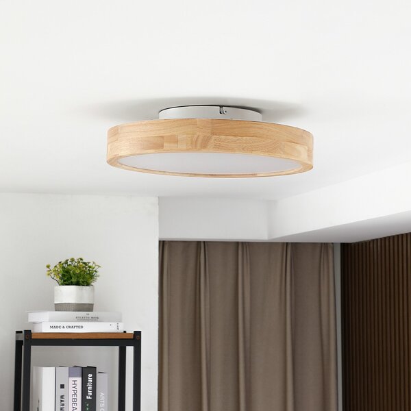 Stropné Lampa Lindby, Milada, stmievateľné, Drevo, Obývacia izba, Drevo, Moderný