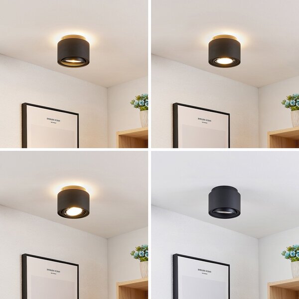 Stropné Lampa Arcchio, Walisa, stmievateľné, Čierna, Obývacia izba, Hliník, Moderný