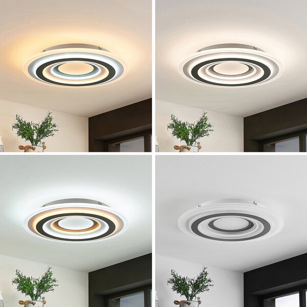 Stropné Lampa Lindby, Jazmina, stmievateľné, Čierna, Obývacia izba, Plast, Moderný