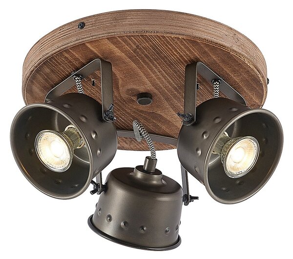 Stropné Lampa Lindby, Rubinjo, stmievateľné, Drevo, Obývacia izba, Kov, Vintage