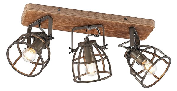 Stropné Lampa Lindby, Rutger, stmievateľné, Drevo, Obývacia izba, Drevo, Vintage