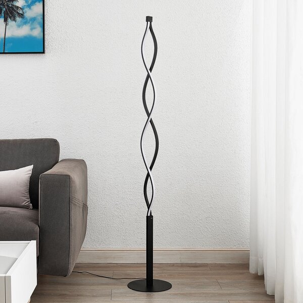 Stojacie Lampa Lindby, Welina, stmievateľné, Čierna, Obývacia izba, Kov, Moderný