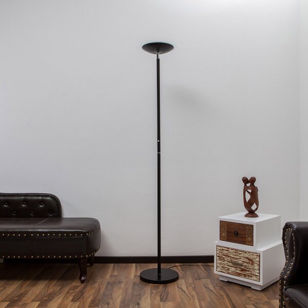 Stojacie Lampa Lindby, Malea, stmievateľné, Čierna, Obývacia izba, Kov, Moderný