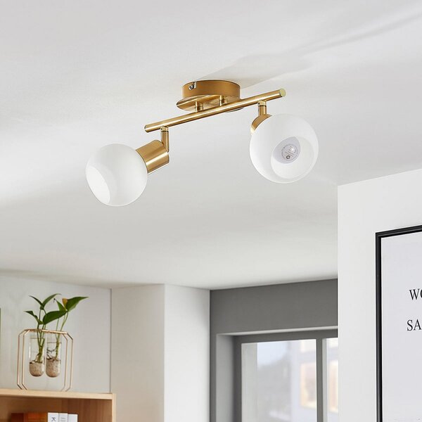 Stropné Lampa Lindby, ELAINA, stmievateľné, Zlatá / Mosadz, Obývacia izba, Kov, Moderný