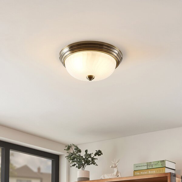 Stropné Lampa Lindby, Pakka, stmievateľné, Bronzová / Stará Mosadz, Obývacia izba, Sklo, Starožitný