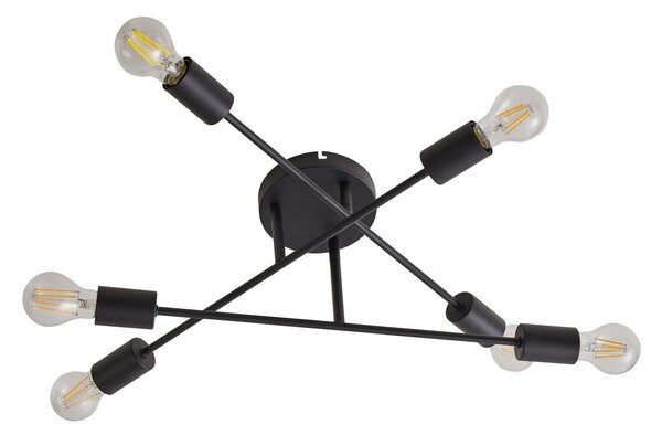 Stropné Lampa Lindby, Estar, stmievateľné, Čierna, Obývacia izba, Kov, Vintage