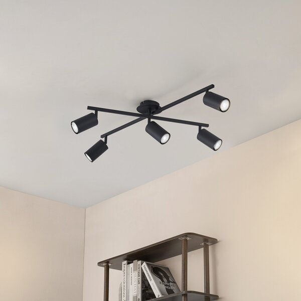 Stropné Lampa Lindby, Joffrey, stmievateľné, Čierna, Obývacia izba, Kov, Moderný