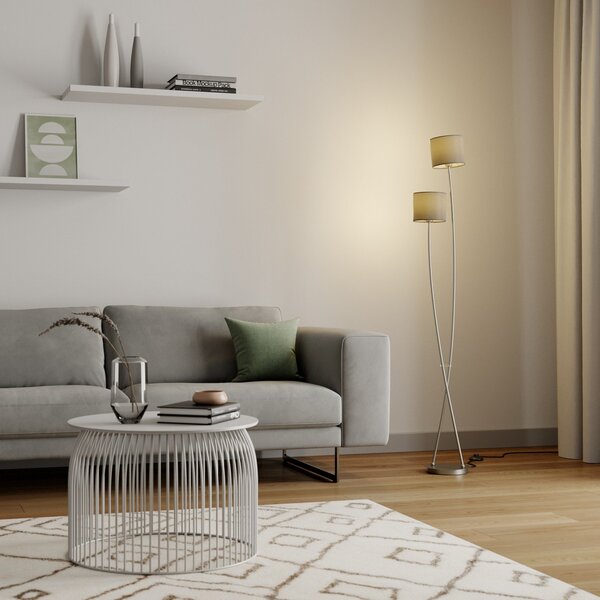 Stojacie Lampa Lucande, Juljana, Béžová, Obývacia izba, Tkanina / Textil, Moderný