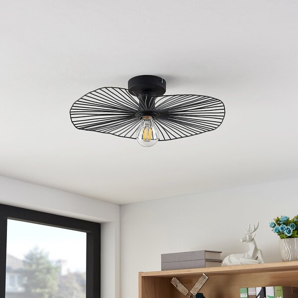 Stropné Lampa Lindby, Ruota, stmievateľné, Čierna, Obývacia izba, Kov, Moderný