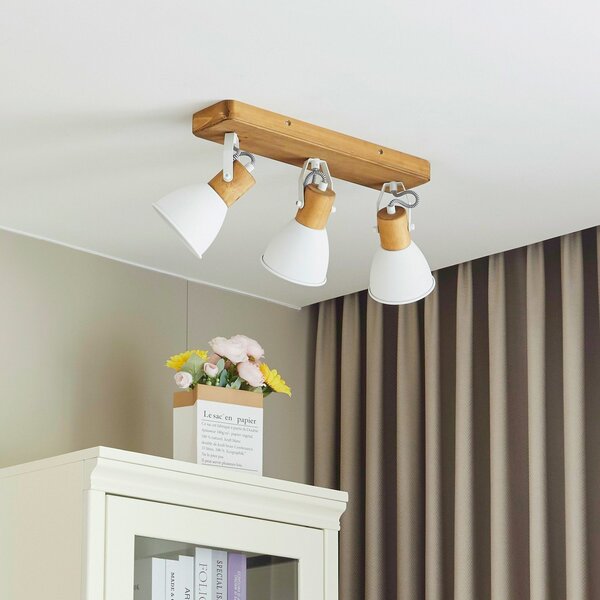 Stropné Lampa Lindby, Merela, stmievateľné, Drevo, Obývacia izba, Drevo, Škandinávsky