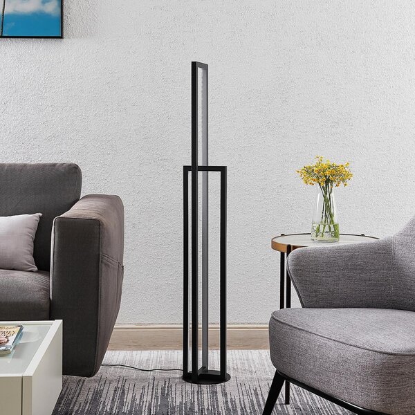 Stojacie Lampa Lucande, Hylda, stmievateľné, Čierna, Obývacia izba, Kov, Moderný