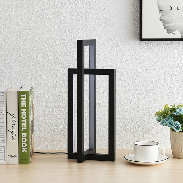 Stolové Lampa Lucande, Hylda, stmievateľné, Čierna, Obývacia izba, Kov, Moderný