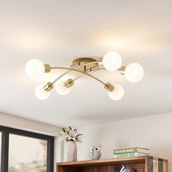 Stropné Lampa Lindby, Agmar, stmievateľné, Zlatá / Mosadz, Obývacia izba, Kov, Moderný