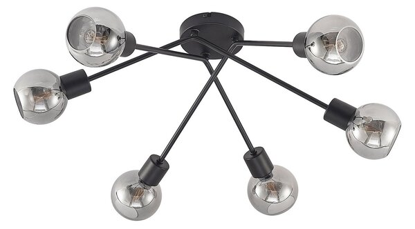 Stropné Lampa Lindby, Lioma, stmievateľné, Čierna, Obývacia izba, Kov, Moderný