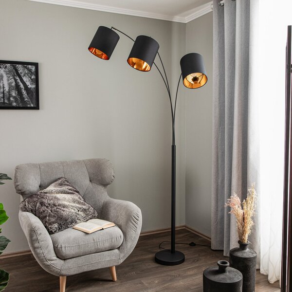 Stojacie Lampa Lindby, Nanika, Čierna, Obývacia izba, Kov, Moderný