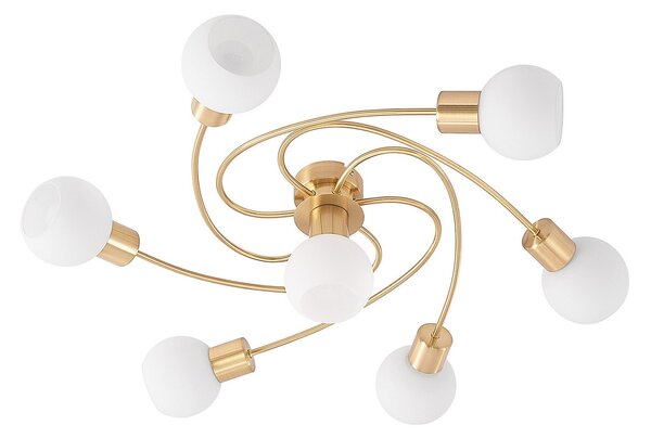 Stropné Lampa Lindby, Ciala, stmievateľné, Zlatá / Mosadz, Obývacia izba, Sklo, Moderný