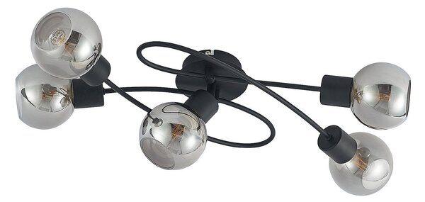 Stropné Lampa Lindby, Elaina, stmievateľné, Čierna, Obývacia izba, Kov, Moderný