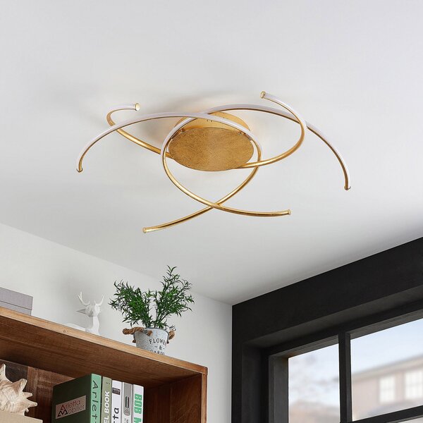 Stropné Lampa Lindby, Yareli, stmievateľné, Zlatá / Mosadz, Obývacia izba, Kov, Moderný