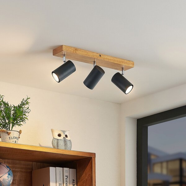 Stropné Lampa Lindby, Maniva, stmievateľné, Drevo, Obývacia izba, Kov, Moderný