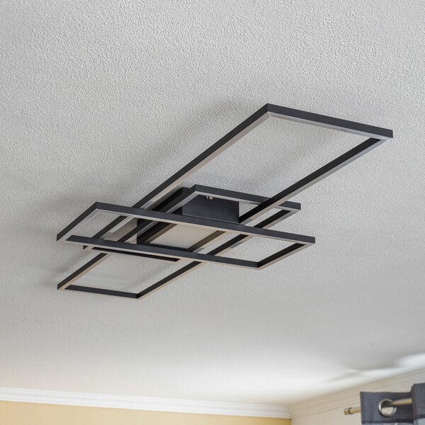 Stropné Lampa Lindby, Ismera, stmievateľné, Čierna, Obývacia izba, Kov, Moderný