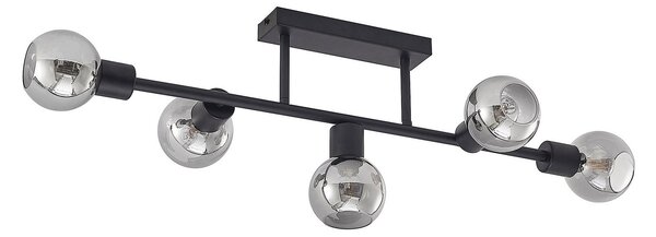 Stropné Lampa Lindby, Biscala, stmievateľné, Čierna, Obývacia izba, Kov, Vintage