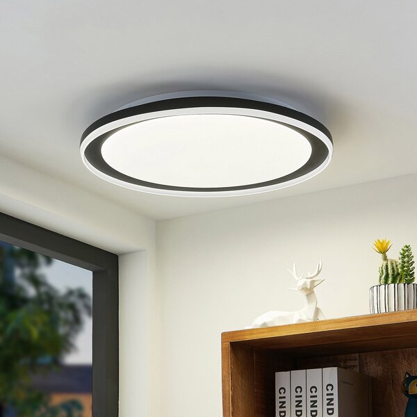 Stropné Lampa Lindby, Verdan, stmievateľné, Čierna, Obývacia izba, Kov, Moderný