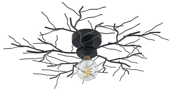 Stropné Lampa Lindby, Vetki, stmievateľné, Čierna, Obývacia izba, Kov, Moderný