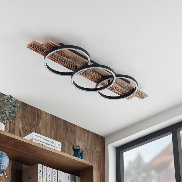Stropné Lampa Lindby, Sentoa, stmievateľné, Drevo, Obývacia izba, Drevo, Moderný