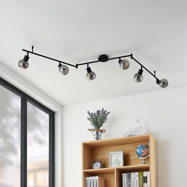 Stropné Lampa Lindby, Eridia, stmievateľné, Čierna, Obývacia izba, Kov, Moderný