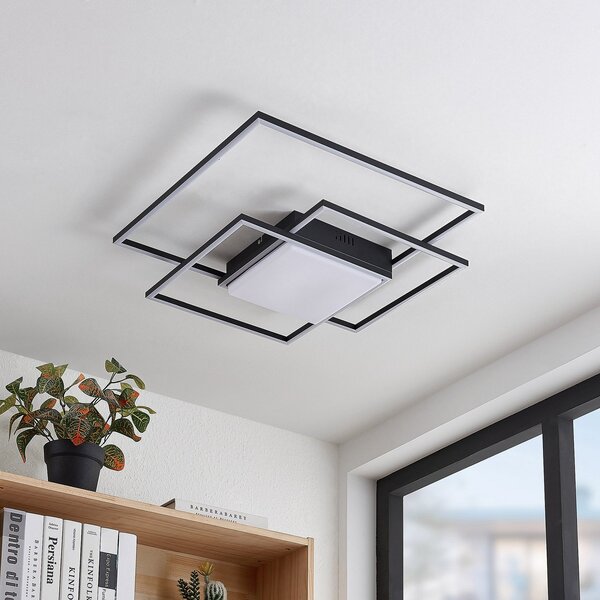 Stropné Lampa Lindby, Nelinka, Čierna, Obývacia izba, Kov, Moderný
