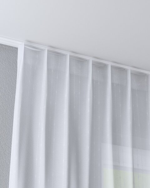 Záves so systémom FLEX (jednoduché spony flex) farba produktu krémová látka polopriehľadný, zapletaná, vzorované