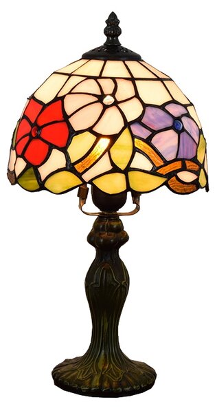 Tiffany stolná lampa Clasflow 104 Huizhou Oufu Lighting v.36xš.20, sklo/kov,40W (Classic Flowers)