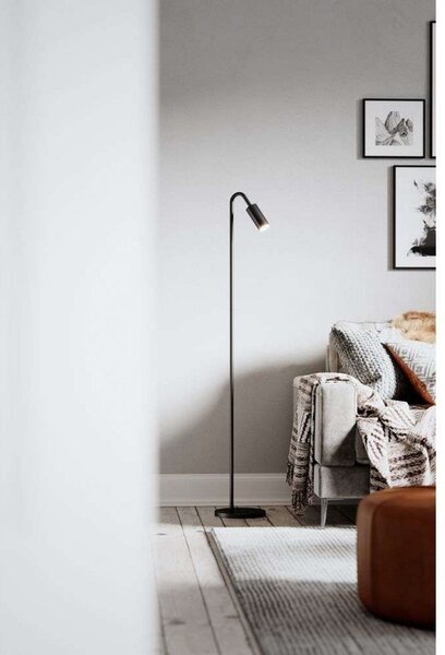 Stojacie Lampa By Rydéns, Curve, Čierna, Obývacia izba, Kov, Moderný