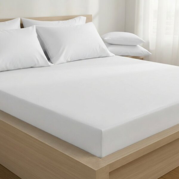 Kvalitex Saténové prestieradlo s gumou biela, 90 x 200 cm