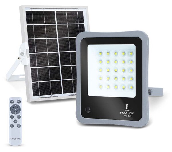 LED REFLEKTOR SO SOLÁRNYM PANELOM 30W 6500K (AS-211981)
