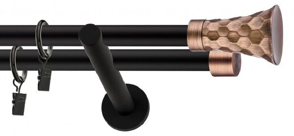 Dekorstudio Garniža dvojradová SFERIC medená MIX čierna-matná 19mm Dĺžka: 220cm, Typ príslušenstva: Krúžky tiché so štipcami
