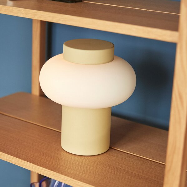 Stolové Lampa Hübsch, Camp, Béžová, Obývacia izba, Sklo, Vintage
