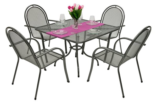 Záhradná kovová zostava CORINA II. 1+4 Stôl 105x105 cm