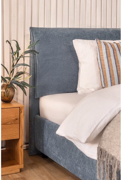 Modrá čalúnená dvojlôžková posteľ s úložným priestorom s roštom 160x200 cm Thessa Pillow – Selection