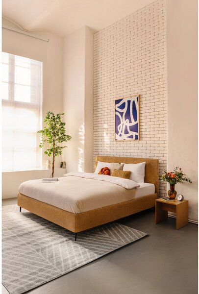 Čalúnená dvojlôžková posteľ s roštom 160x200 cm v horčicovej farbe Noira Slim – Selection