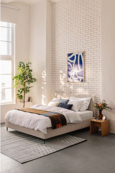 Béžová čalúnená dvojlôžková posteľ s roštom 160x200 cm Noira Slim – Selection
